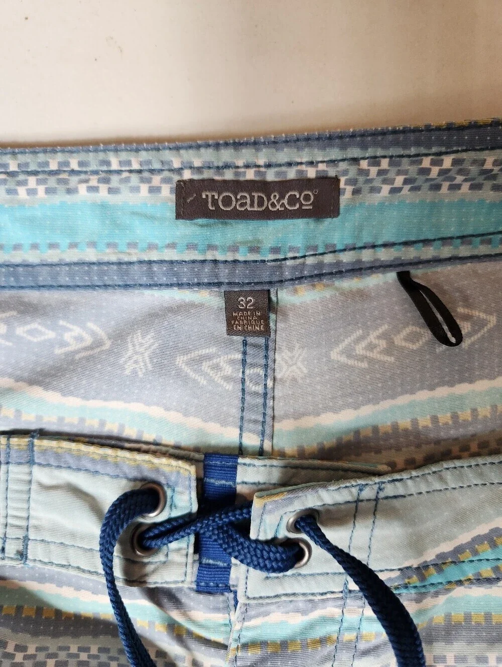 Toad&Co Mens |32| Blue Patterned Cetacean Trunk Board 9.5
